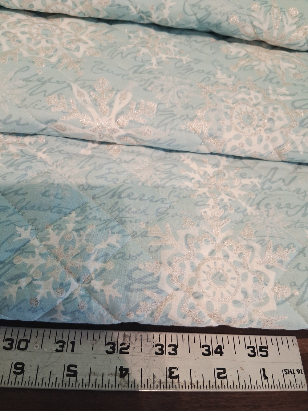 Light Blue Snowflake Quilted Fabric 1015